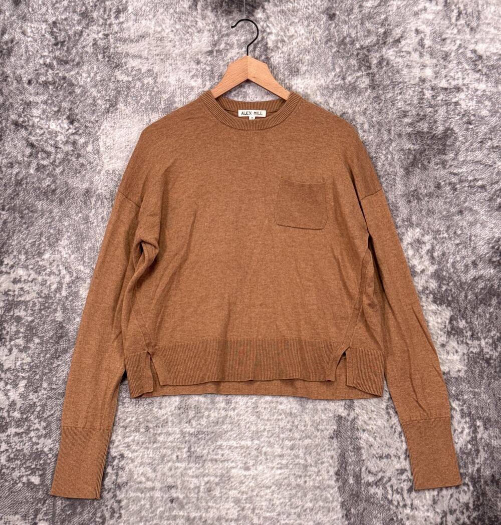 Alex Mill Sweater Medium Womens Merino Wool Cotton Blend Brown Crewneck
